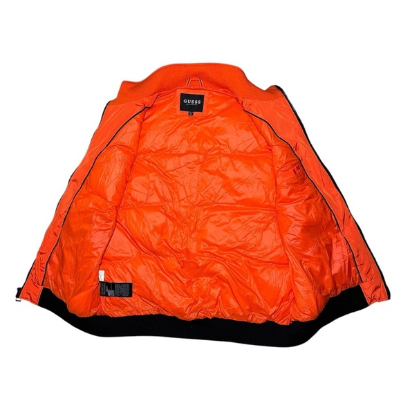 Guess Puffer Vest Mens Size XXL 2XL Hooded Quilted Orange Style # 119AP541 EAC - Picture 5 of 10